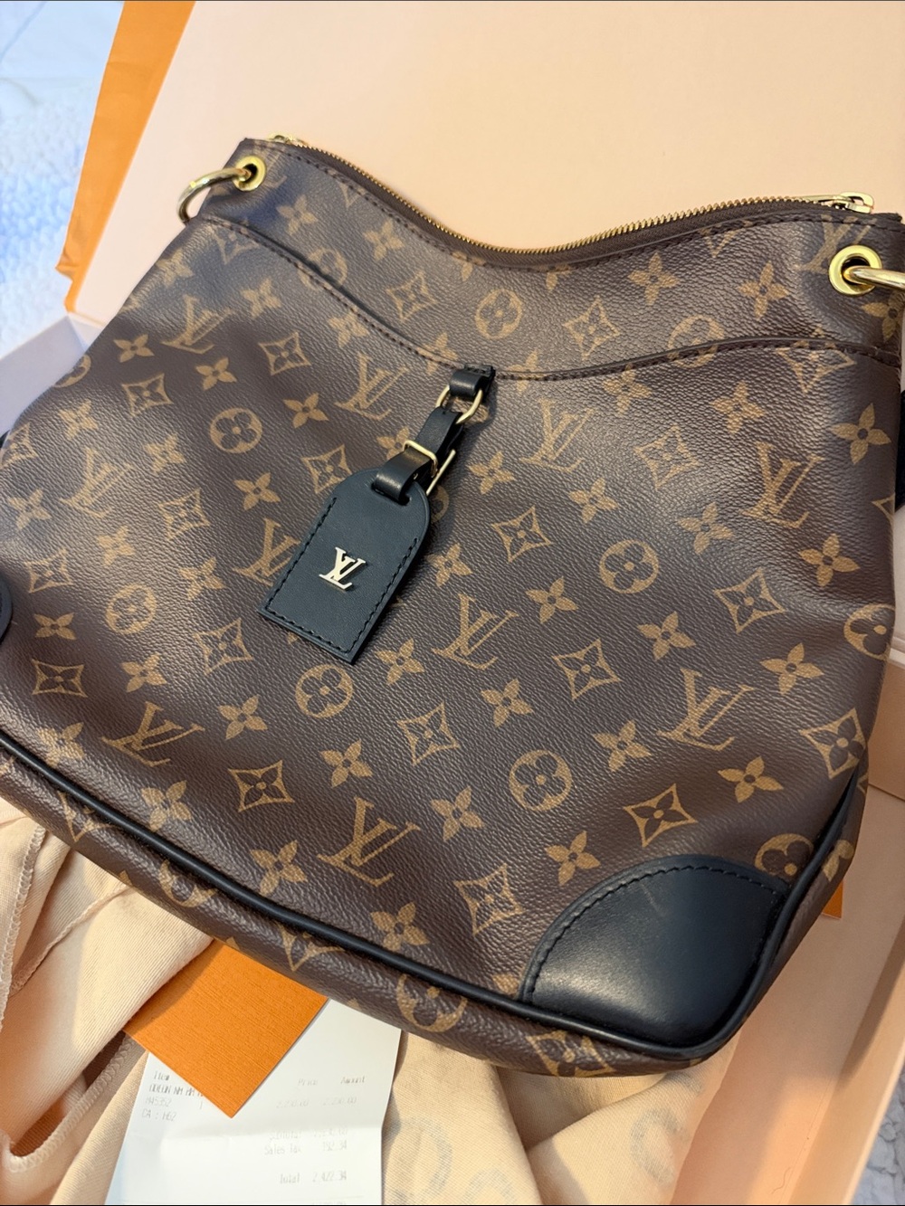 Louis Vuitton Monogram Canvas Shoulder Bag in Brown and Black